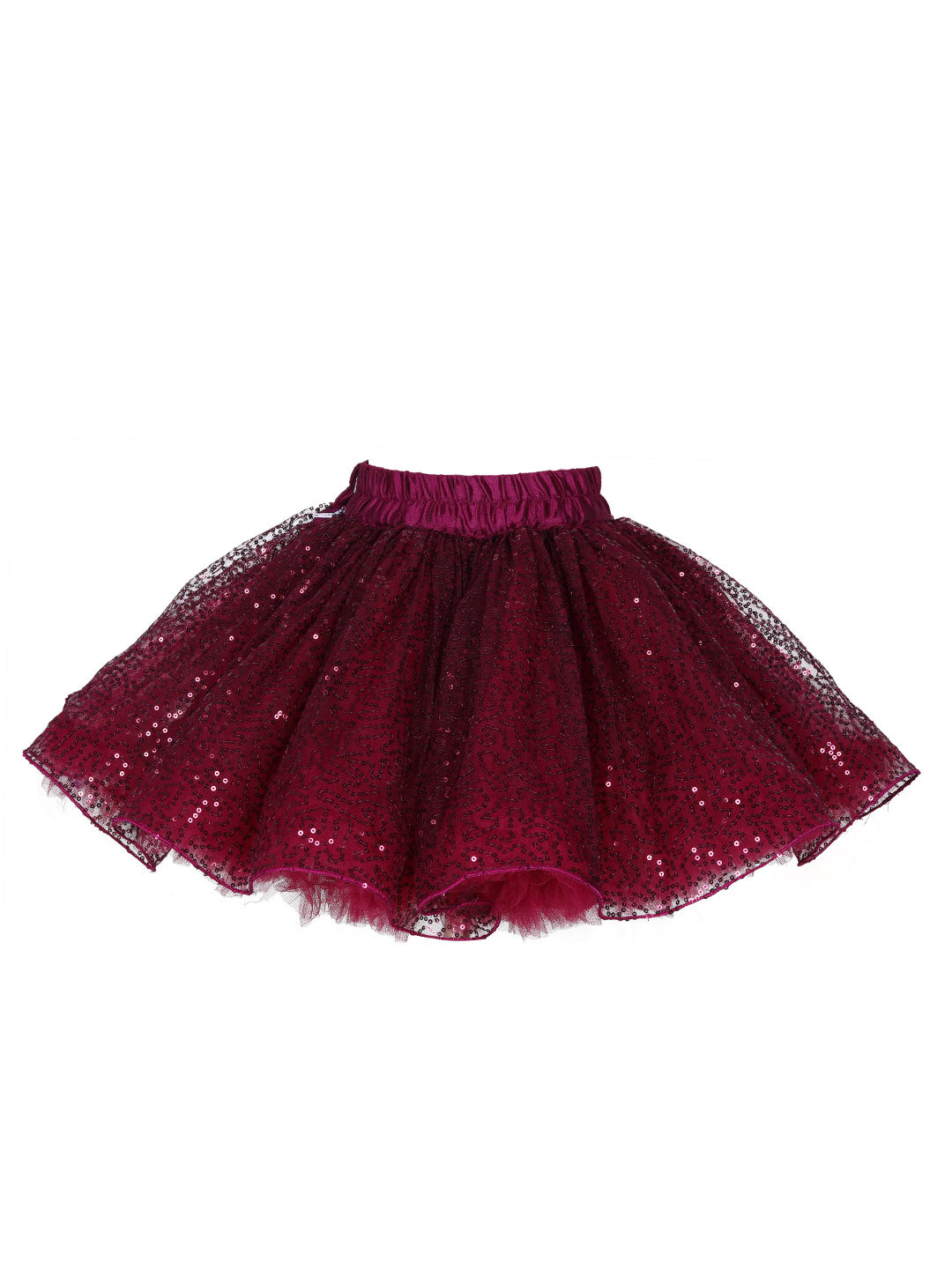 Pink Chick Sequins Skirt -Wine
