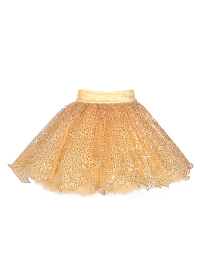 Pink Chick Sequins Skirt -Gold