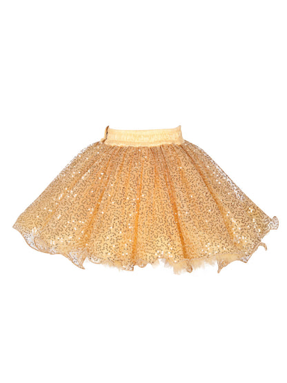 Pink Chick Sequins Skirt -Gold