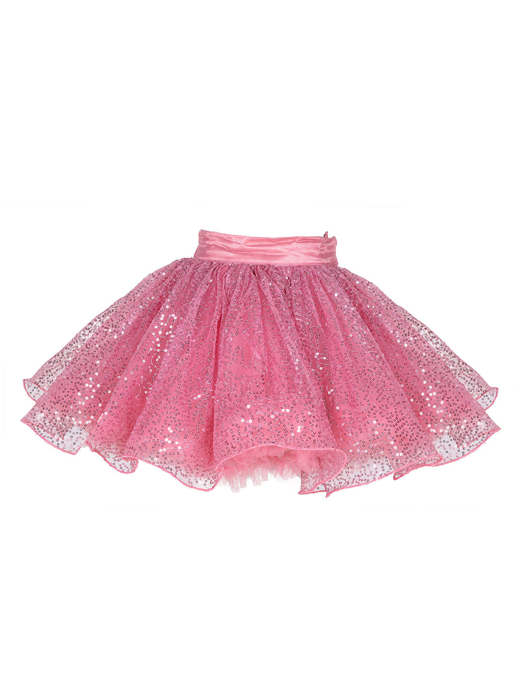 Pink Chick Sequins Skirt -Rose Pink