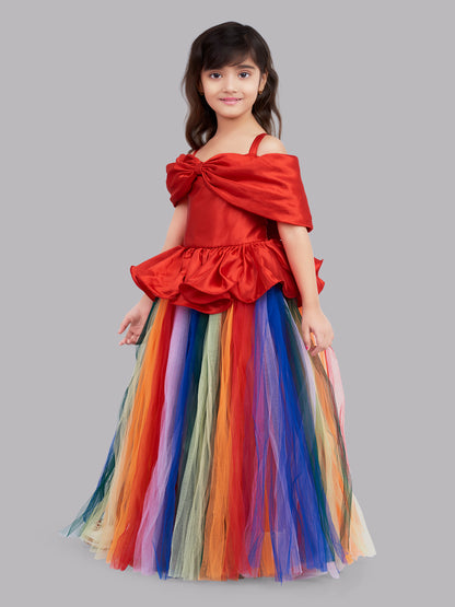 Rainbow Bow Tutu Gown