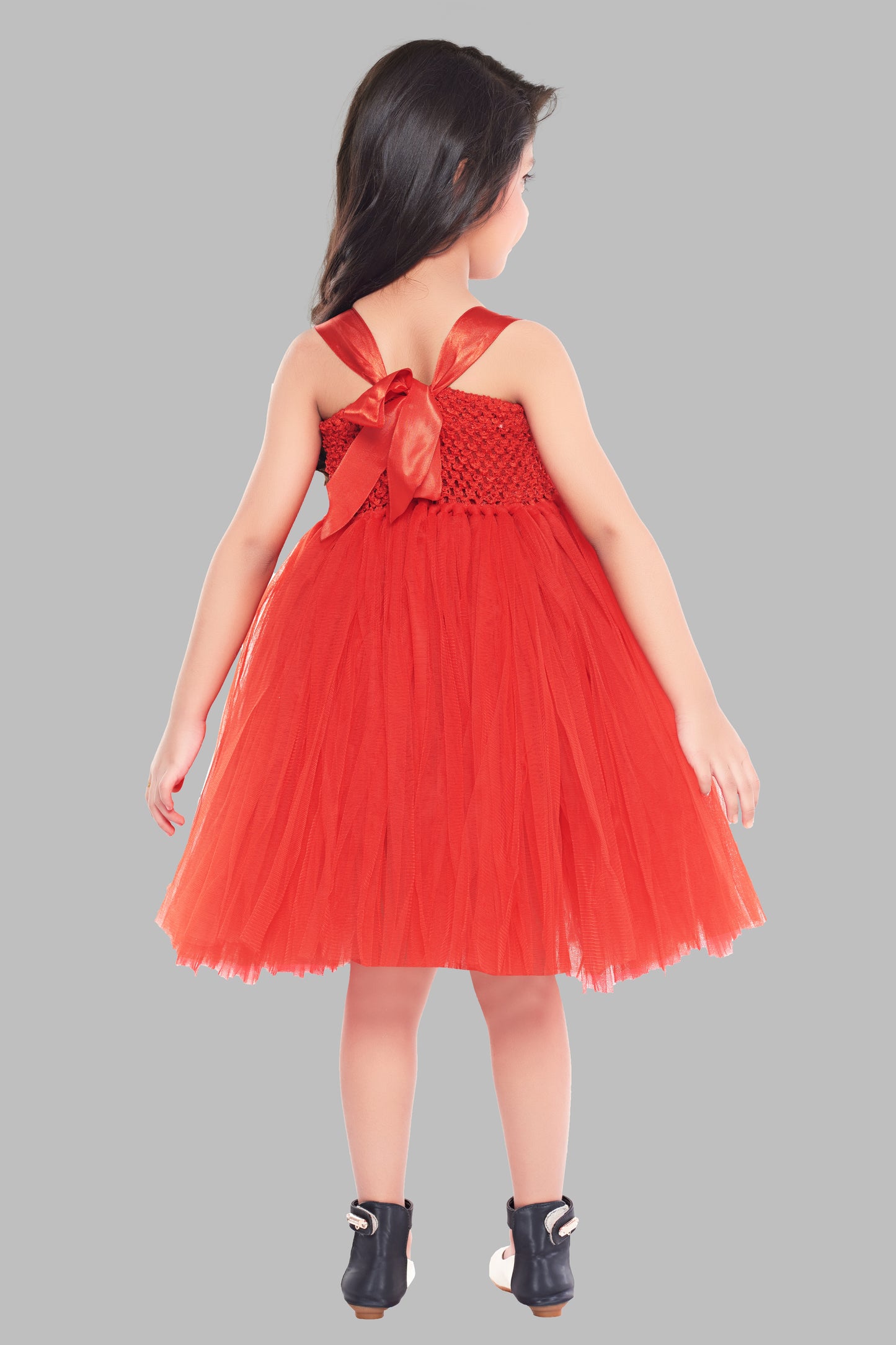 Christmas Red Tutu Frock With Snowflakes
