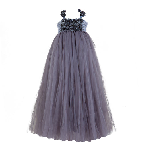 Grey Flowers Tutu Gown