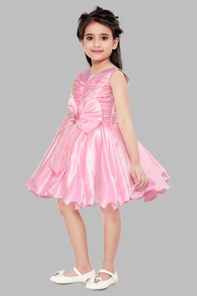 Satin Bow Dress -Pink