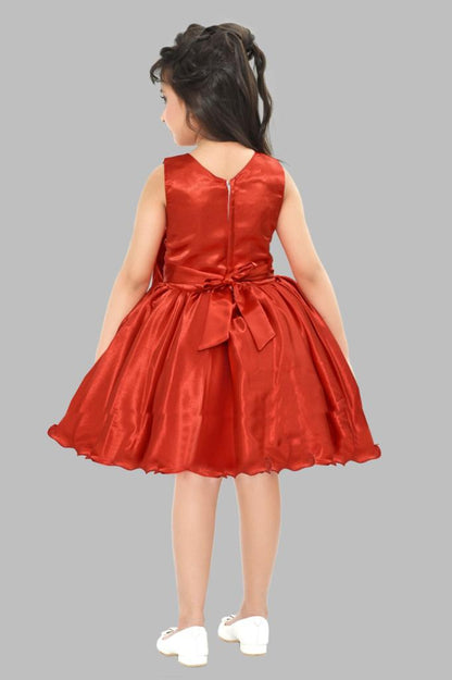 Satin Bow Dress -Red