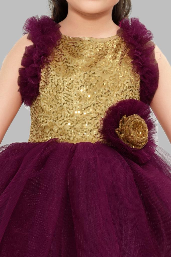 Sequins Gold and Maroon Dress