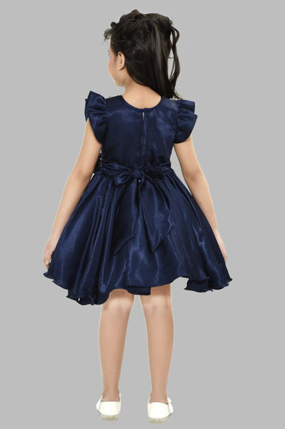 Navy Sequins Satin Dress