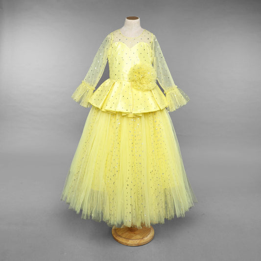 Yellow Sparkle  Peplum  Tutu Gown