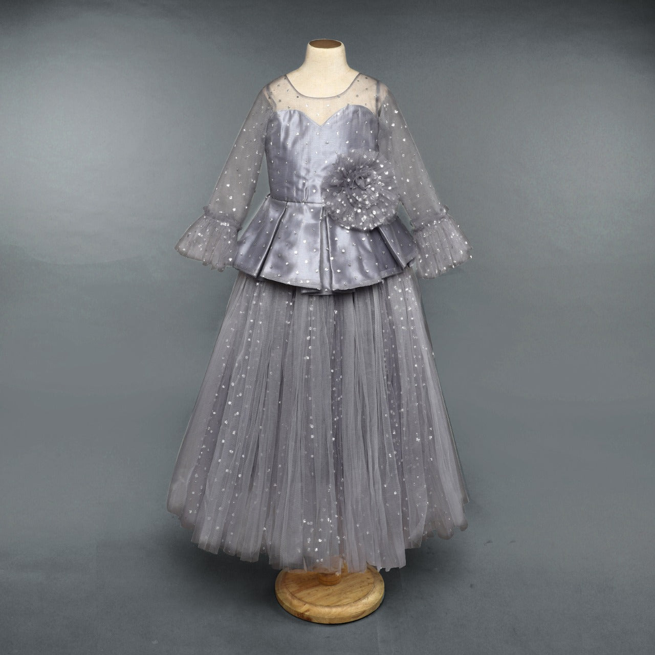 Grey  Sparkle  Peplum  Tutu Gown