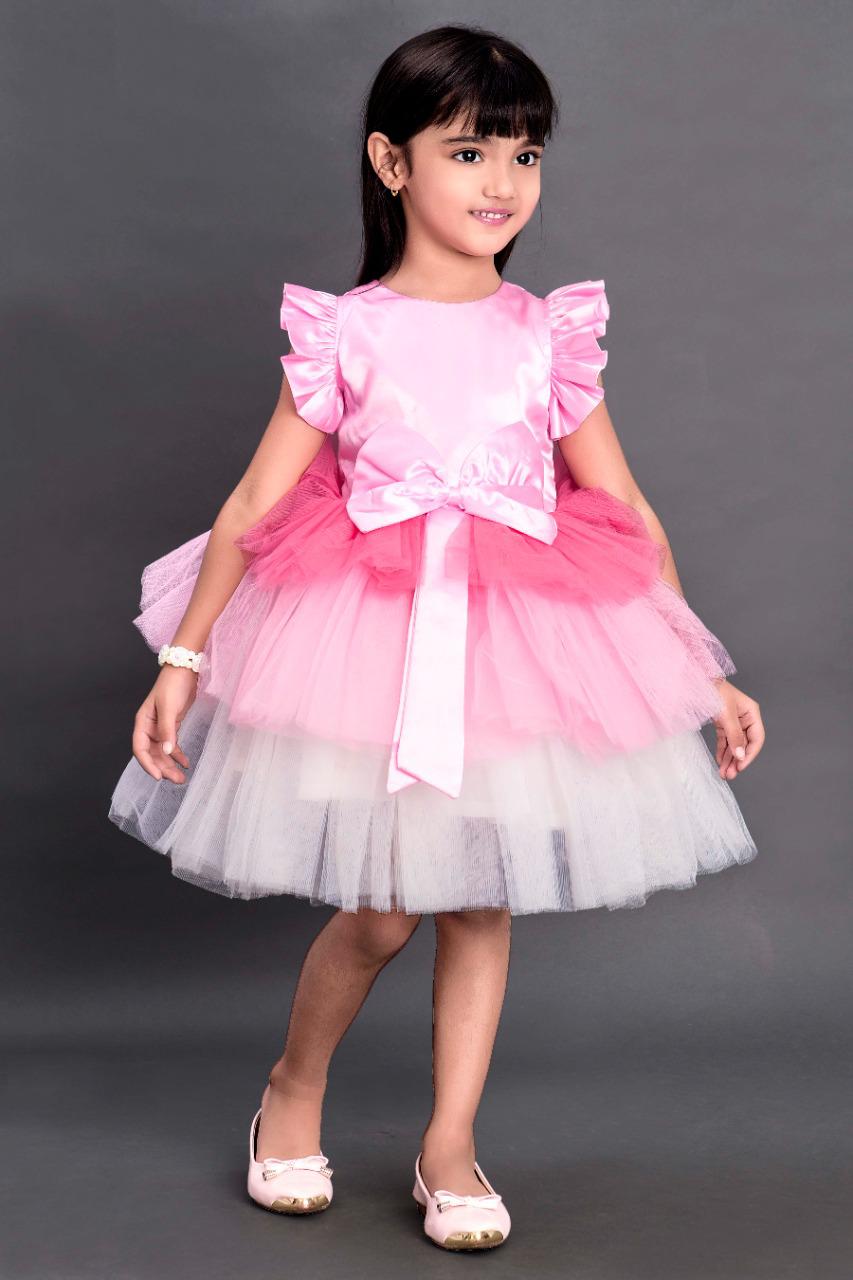 Buy PaPaa Pink Layered Frill Gown For Girls Online  Aza Fashions